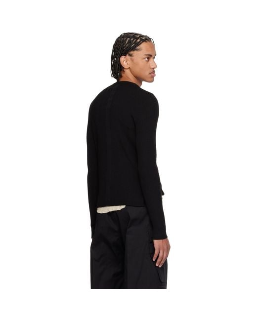 Rick Owens Black Temple Ribbed Geo Sweater for men