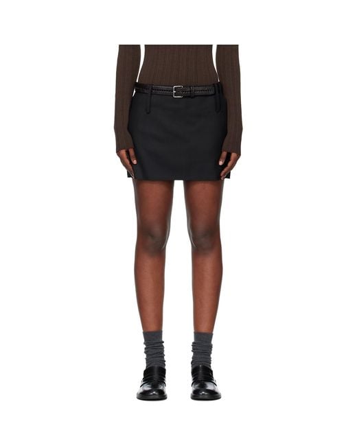 TONYWACK Black Distressed Wool Skort