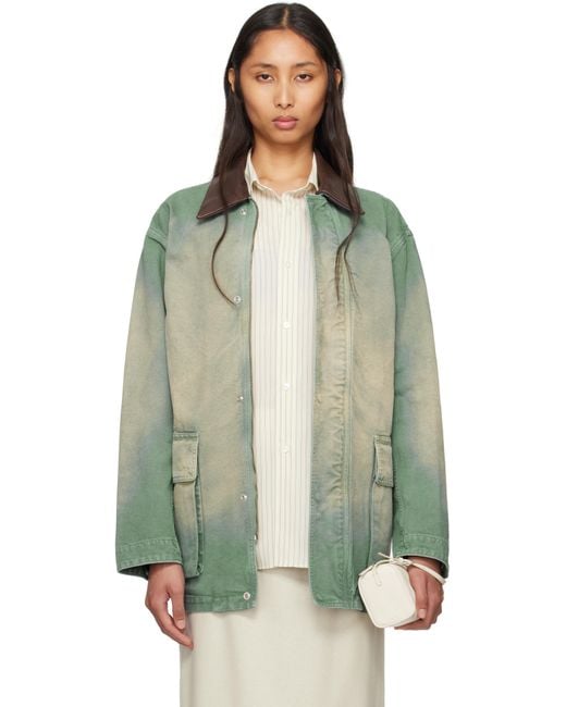 AURALEE Organic Cotton Duck Jacket in Green | Lyst