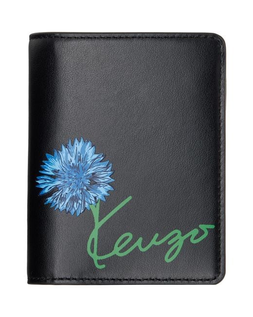 KENZO Black Paris Tulip' Bifold Wallet for men