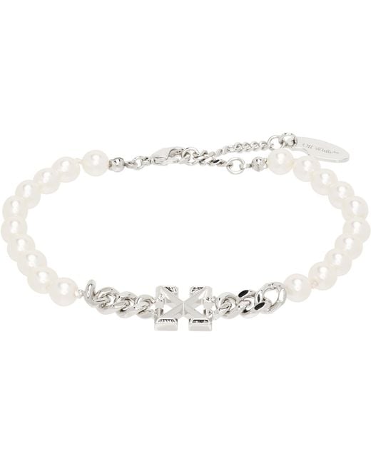 Off-White c/o Virgil Abloh Black Arrow Faux-Pearl Full Bracelet for men