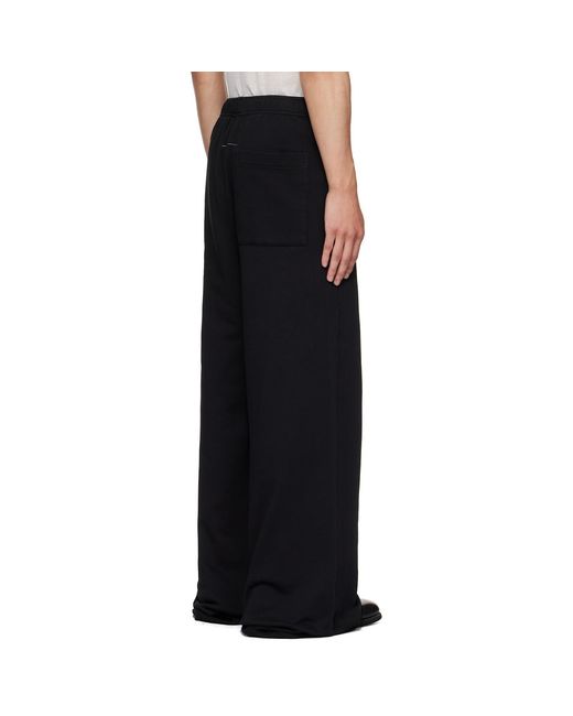 MM6 by Maison Margiela Black Cotton Wide-Leg Sweatpants for men
