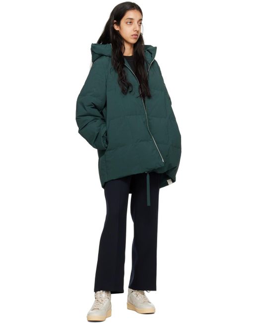 Jil Sander Green Quilted Down Jacket