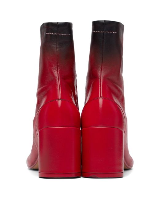 MM6 by Maison Margiela Red Anatomic Block-Heel Boots