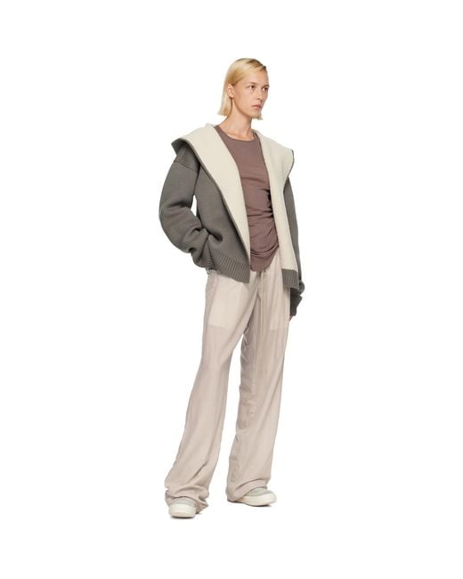 Rick Owens Gray Off- Tower Reversible Robe Hoodie