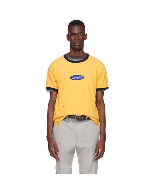ANDERSSON BELL Orange Essential 'Adsb' Logo Patch Ringer T-Shirt for men