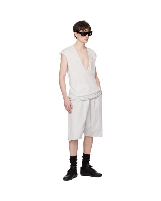Rick Owens White Off- Temple Drawstring Pods Shorts for men