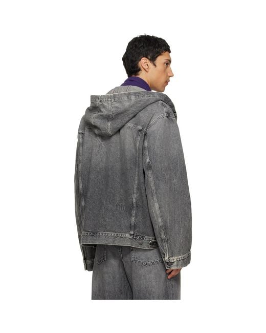 Acne Black Hooded Denim Jacket for men