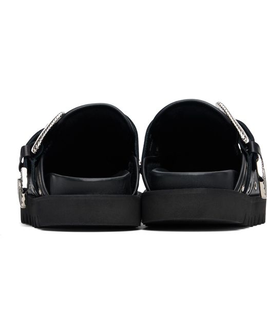 Toga Black Eyelet Metal Sabot Loafers