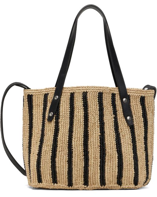 Rag & Bone Brown Small Striped Straw Tote