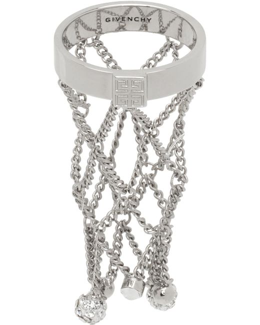 Bague argentée à perles et à cristaux Givenchy en coloris White