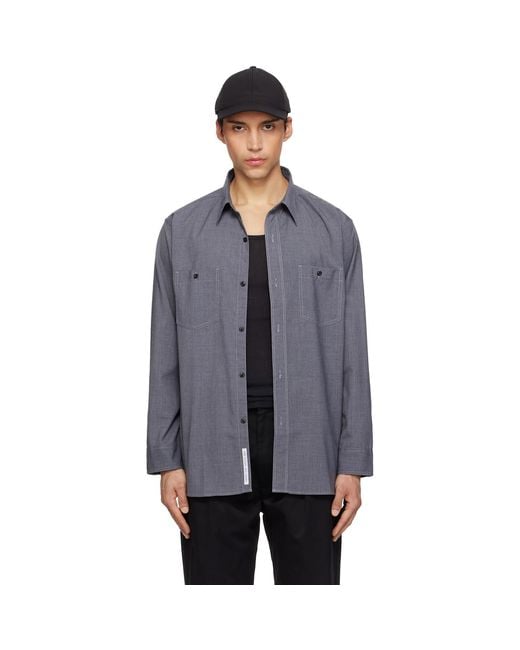 Nanamica Black Polyester Wool Field Shirt for men