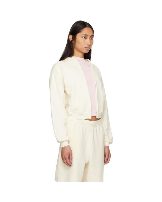 Pull À Capuche Blanc Cassé En Jersey Bouclette À Glissière Skims en coloris White