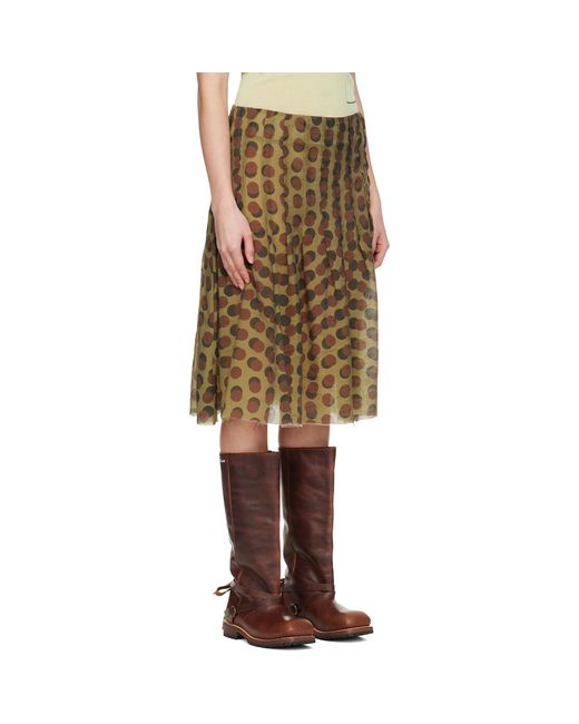 Edward Cuming Natural Khaki Optical Pleat Around Midi Skirt