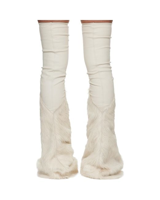Rick Owens Natural Off- Temple Cargo Fetish Sneaks Tall Boots