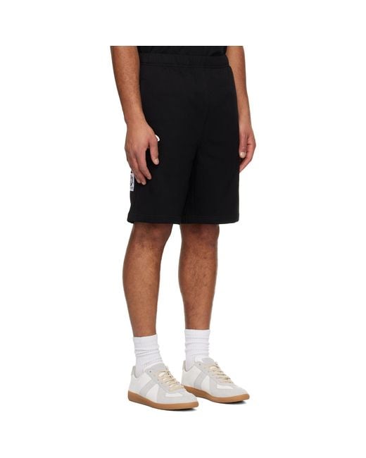 Aape By A Bathing Ape Black 'Aapenow' Moonface Logo Sweat Shorts for men