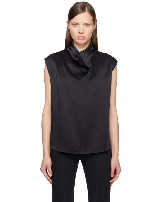 Totême  Black Sleeveless Funnel-Neck Blouse