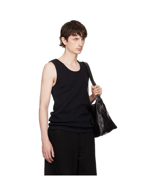 Lemaire Black Rib Cotton Jersey Tank Top for men