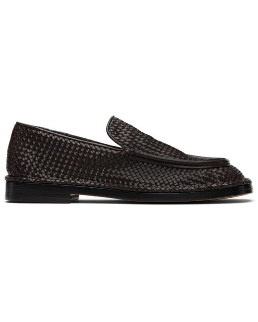 Bottega Veneta Black Square-Toe Daddy Loafers for men