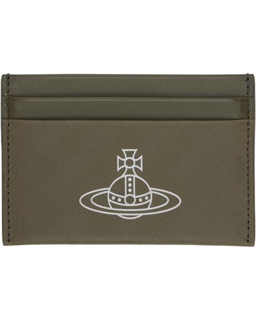 Vivienne Westwood Green Check Embossed Leather Card Holder for men