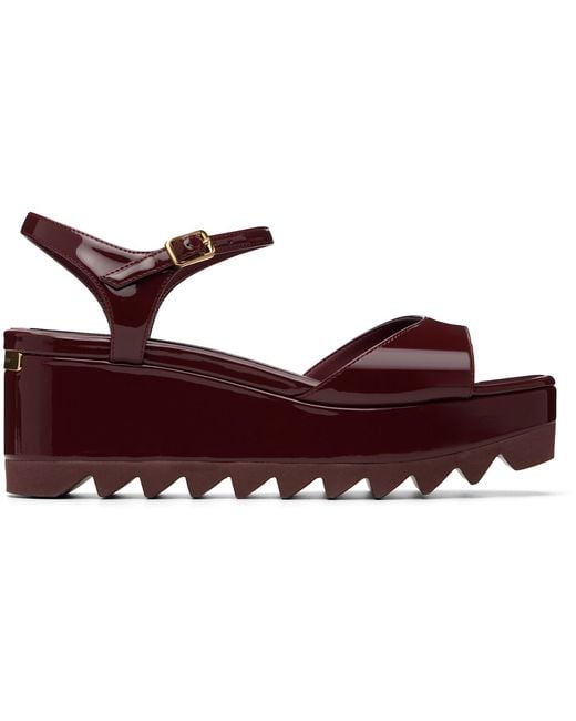 Stella McCartney Multicolor Burgundy Elyse Patent Platform Sandals