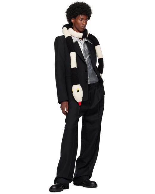 メンズ Walter Van Beirendonck &ホワイト スネーク マフラー ブラック