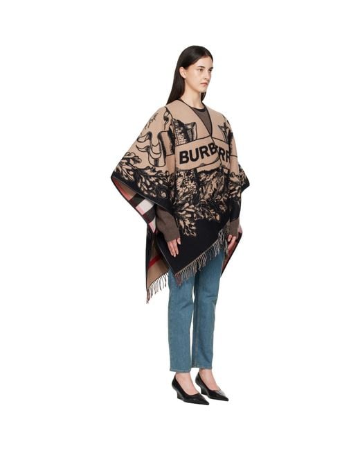 Burberry Black Gallant Knight Wool Cape