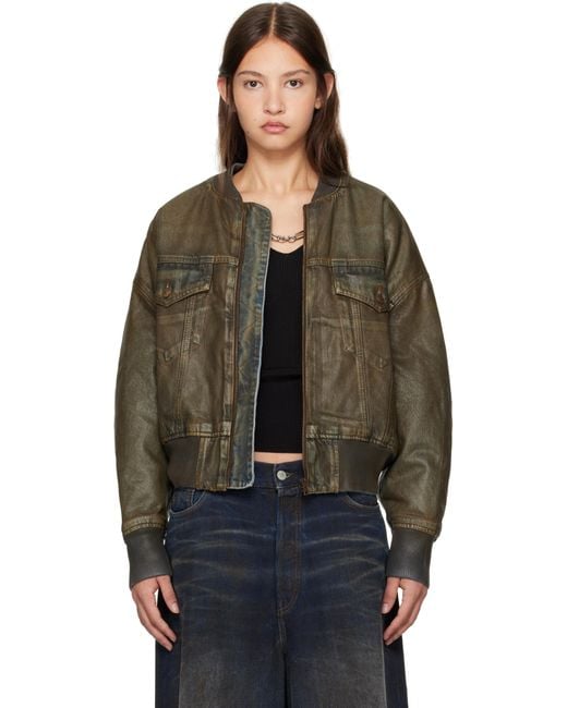 Acne ブラウン ダイ デニム ボンバージャケット Black