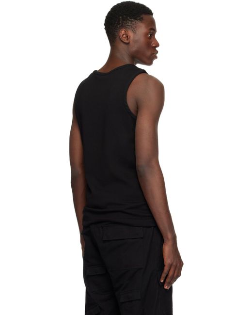 we11done Black Embroidered Tank Top for men