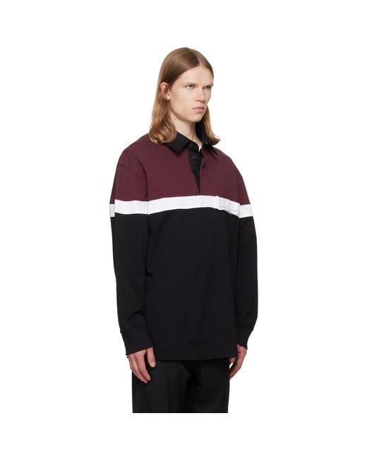 Simone Rocha Red Burgundy & Bow Stripe Rugby Polo for men