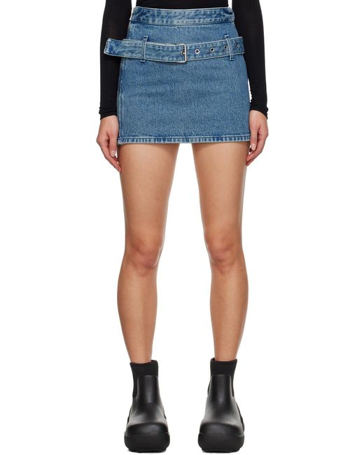 Mini-jupe bleue en denim à ceinture Ambush en coloris Blue