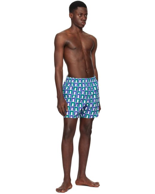 Lacoste Blue Printed Swim Shorts for men