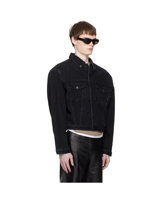 Entire studios Black Shrunken Denim Jacket for men