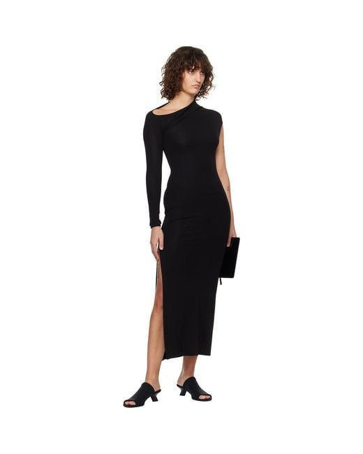 Courreges Black Asymmetric Maxi Dress