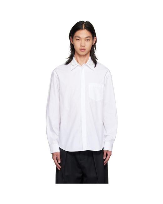 Simone Rocha White Beaded Classic Concealed Button Shirt for men