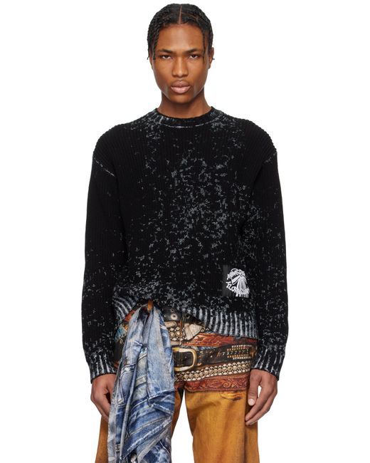 メンズ Acne ブラック＆ホワイト クルーネックセーター Black