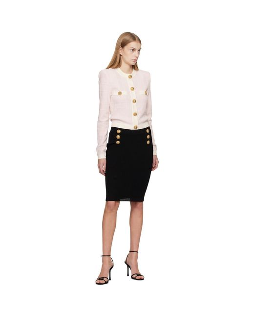 Balmain Black Knee Length Knit Midi Skirt