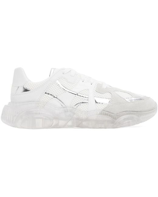 Moschino Black White Teddy Transparent Sole Sneakers for men