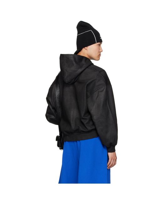 Balenciaga Black Cropped Zip-up Hoodie for men