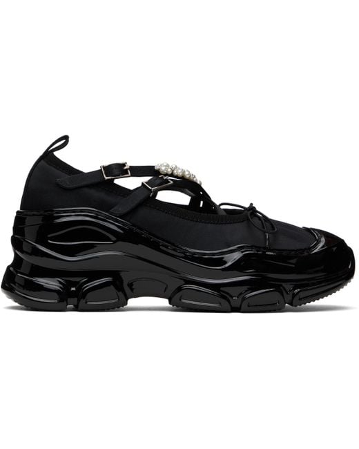 Simone Rocha Black Beaded Tracker Ballerina Sneakers
