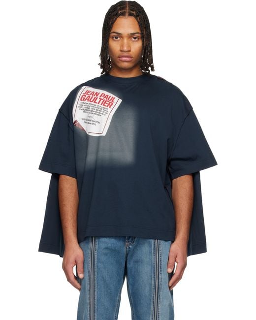 Jean Paul Gaultier 'The Gaultier Label' Double T-Shirt in Blue for