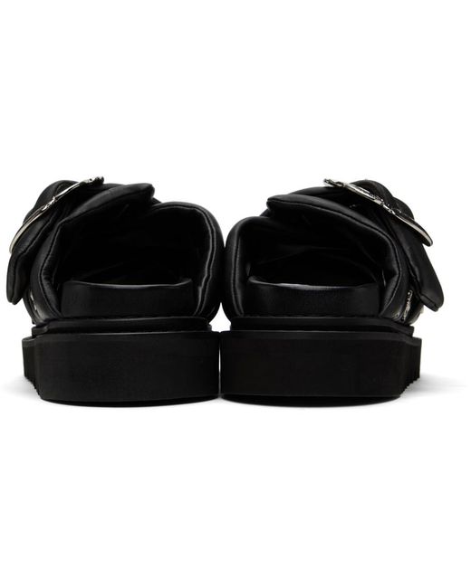 Toga Virilis Black Soft Leather Sandals for men