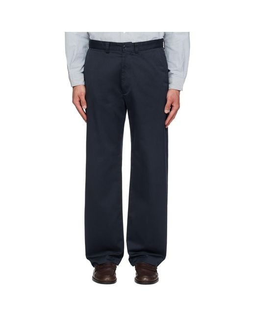 Nanamica Blue Wide Straight Chino Trousers for men