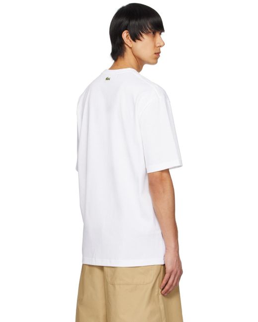 メンズ Lacoste ホワイト ルースフィット Tシャツ White