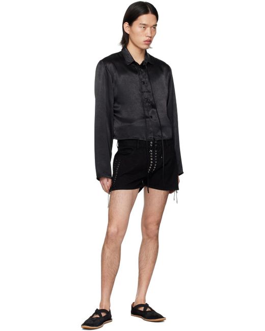 Ludovic de Saint Sernin Black Lace Up Denim Shorts for men