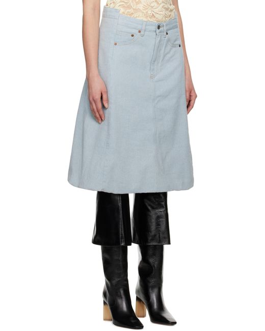 Victoria Beckham Black Cocoon Detail Denim Midi Skirt
