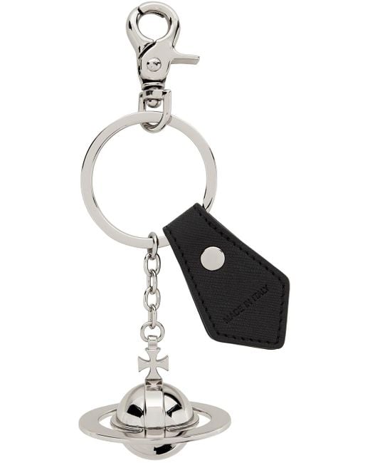 Vivienne Westwood Black & Silver 3d Orb Keychain for men
