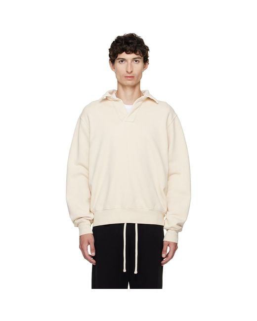 Les Tien Natural Off- Heavyweight Moto Back Polo for men