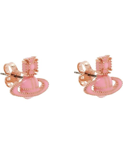 Vivienne Westwood Black Pink & Rose Gold Amanda Bas Relief Earrings for men