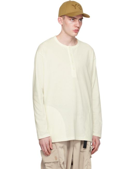 Y-3 Natural Off-white Buttoned Long Sleeve T-shirt for men